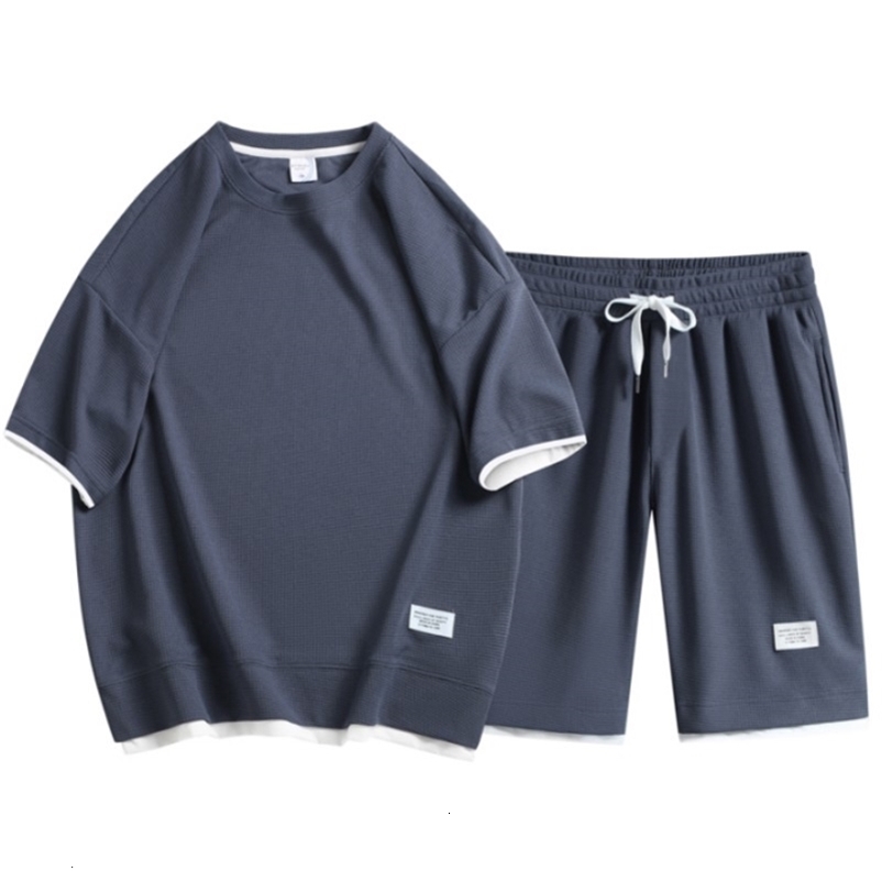 Men's Tracksuits Summer Men's Two Piece Set Linen Fabric Casual T-Shirt and Shorts Set Mens Sports Suit Fashion Short Sleeve Tracksuit 23042