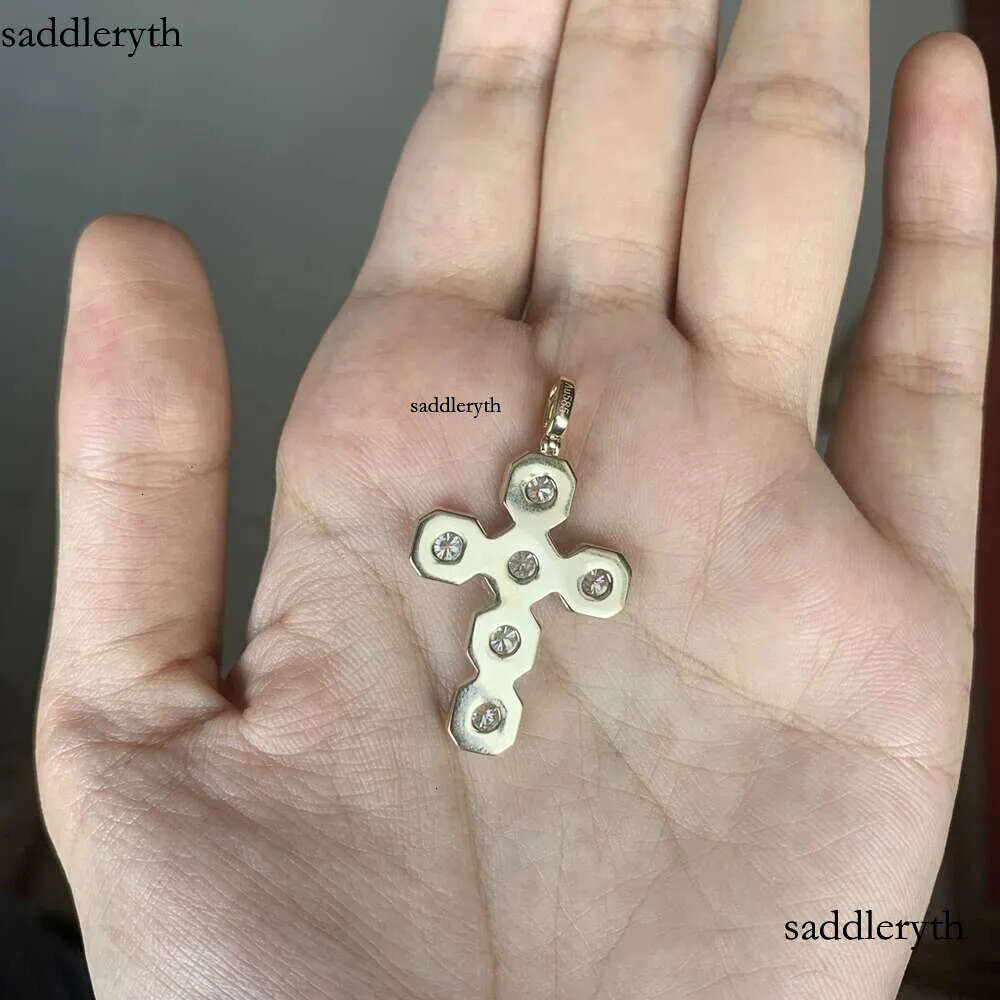 New Design 4mm 5mm 6mm Moissanite Dia Halo Hip Hop Cuban Cross Pendant for Tennis Chain Jewelry 1f