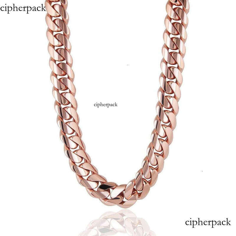 necklace moissanite chain Wholesale Stainless Steel Mens Link Necklace 14k Rose Gold Thick Miami Cuban Chain