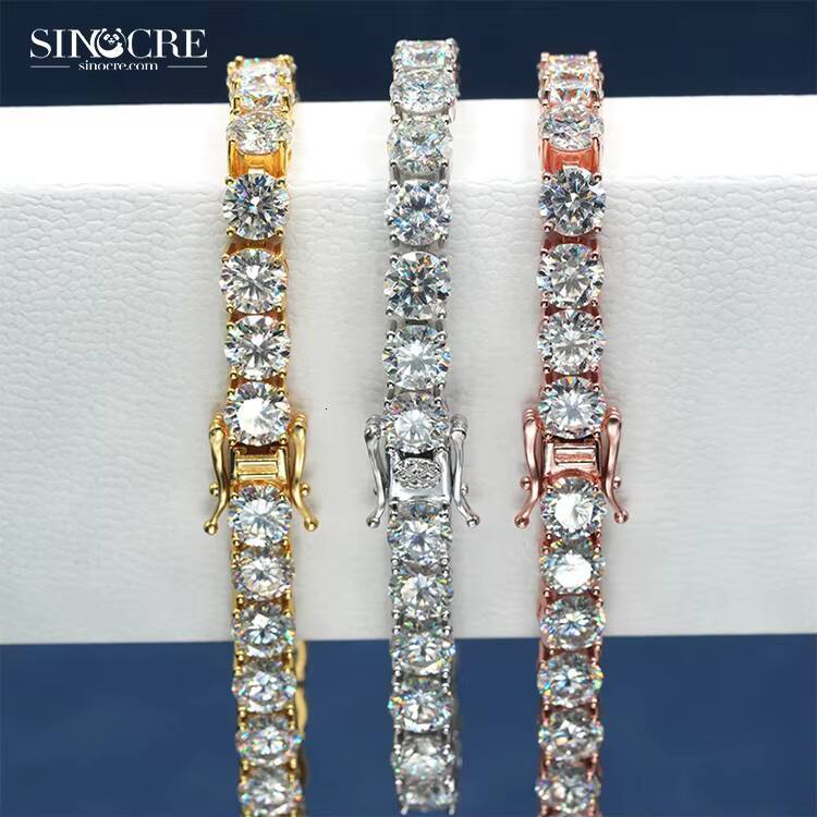 3Mm Men Moissanite Tennis Chain Hot Sale Sinocre HipHop Vintage