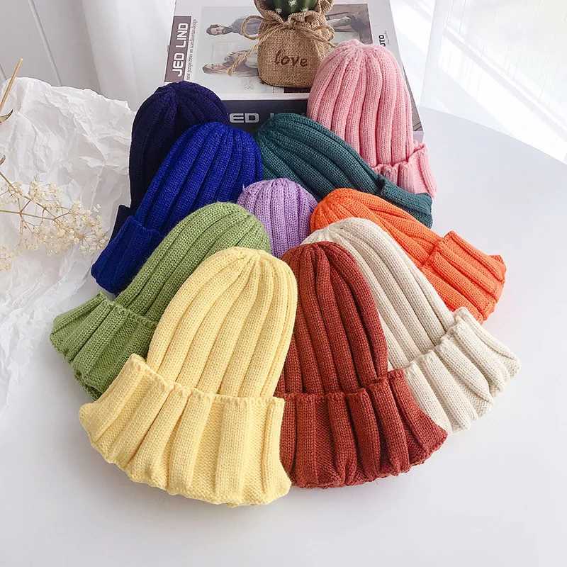 Winter Baby Knitted Hat for Girls Boys Infant Bonnet Toddler Cap Kids Beanie Candy Color Elastic Children Hats Accessories 15Y L250925YV5U