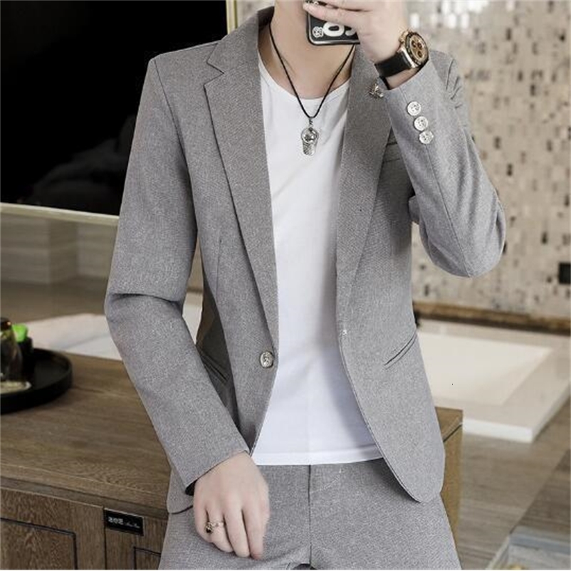 Men's Suits Blazers Spring Men's Casual Slim Fit Set Coat Long Sleeve Thin Top 230406