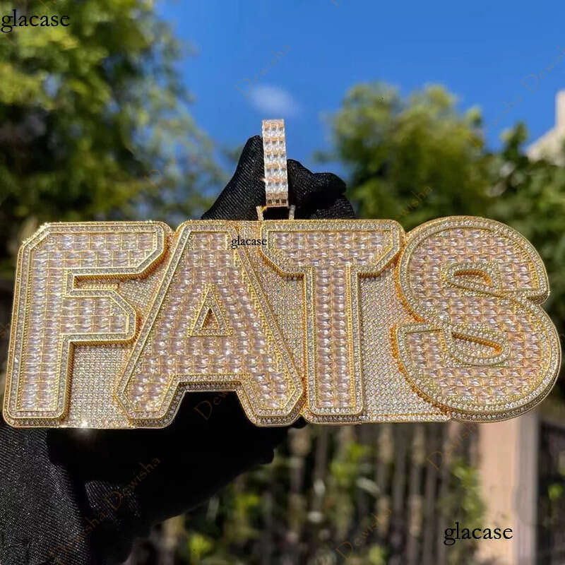 Solid Back Sier Rose Gold Moissanite Name Custom Hip Hop Letter Pendant for Cuban Link Chain