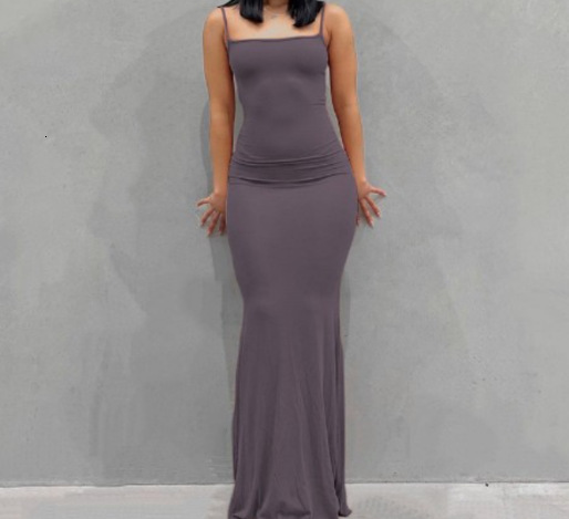 Sleeveless Women's High-End Pure Desire Style Bodycon Sexy Slim Fit Milk Silk Long Mermaid Dress