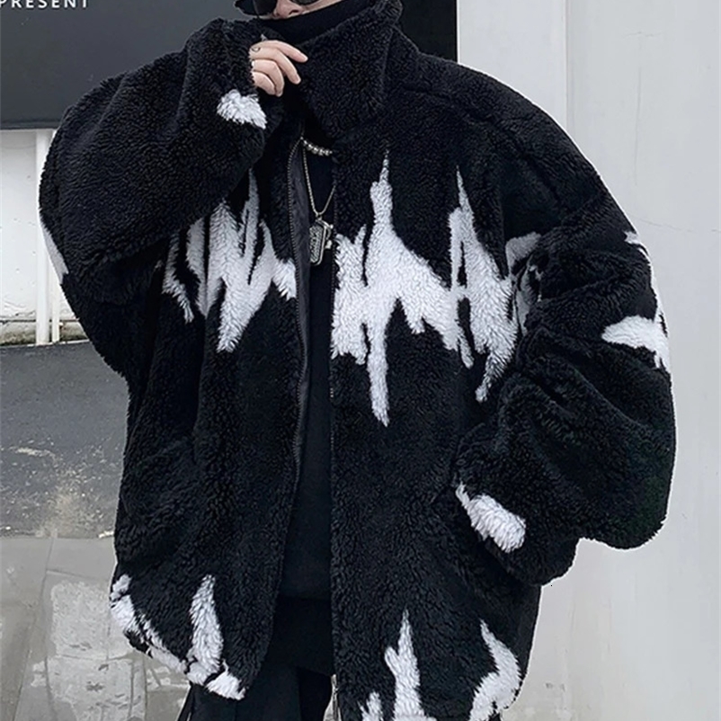 Mauroicardi Winter Oversized Thickened Warm Fluffy Faux Fur Jacket Men Raglan Long Sleeve Zip Up er Clothes 240911