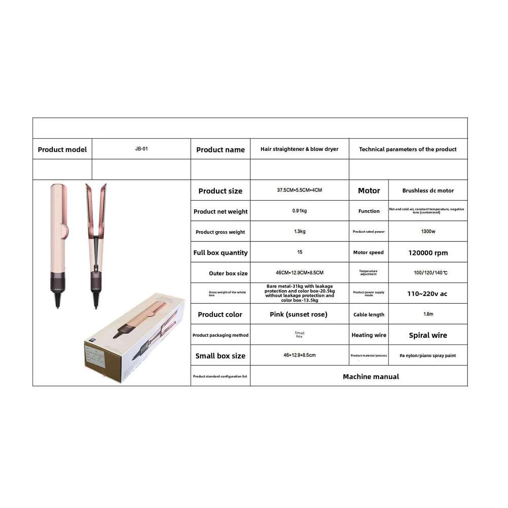 Multifunctional Portable Negative Ion Dry And Wet Dual-Use EU Standard Hair Dryer Curling Straightener Two-In-One Ht01hs06