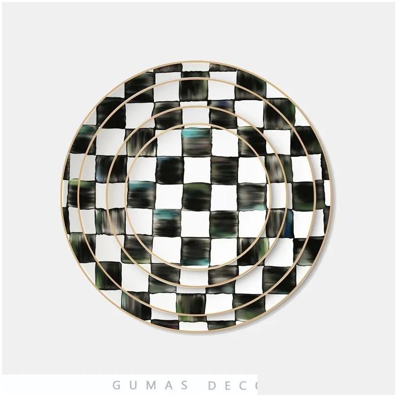 Dishes Plates Export Black And White Pork Ribs Porcelain Plate Dessert Christmas Tableware Set Ceramic Drop Delivery Home Garden Ki Ot8Mr S251010