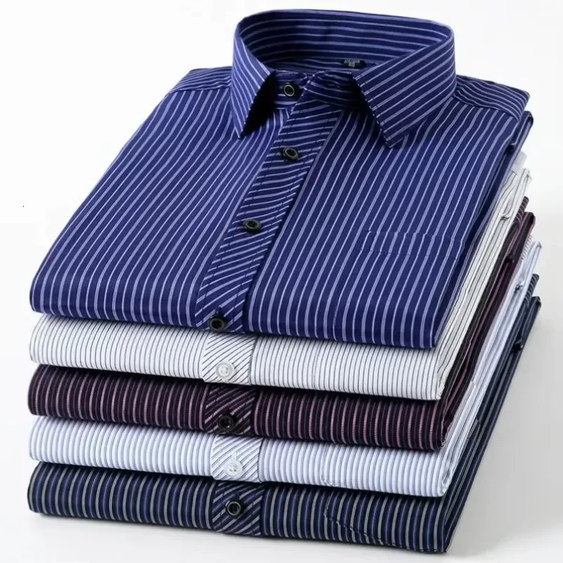 Long Sleeve ed Cotton Shirts for Men Striped Shirt Male Shirt Business Casual Blue Red Gray Orange Regular Fit DURIKIES 250603