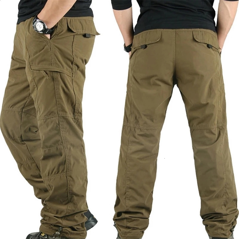 Mens Cargo Pants Winter Casual Warm Thicken Fleece Pants Men Cotton Multi Pockets Trousers Male Outdoor Sports Pants MY327 250206