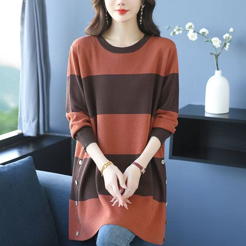 plus size women's new long sleeve high waist printed banquet dress mid-length skirt D02335