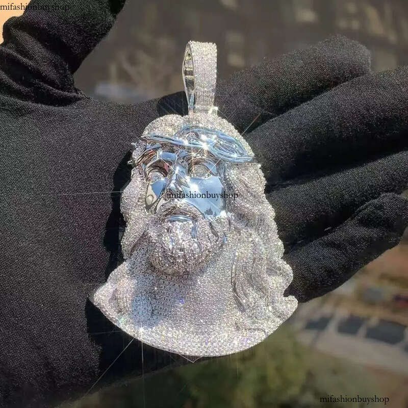 Hip Hop Jesus Two Tone Sier Fully Iced Out 3D Moissanite Pendant
