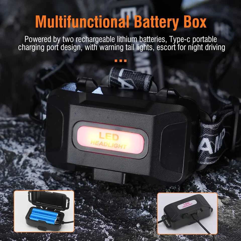 BORUiT 1000LM LED Headlamp with Motion Sensor TypeC Rechargeable Zoomable Headlight Waterproof 300M Long Throw for Camping J250925