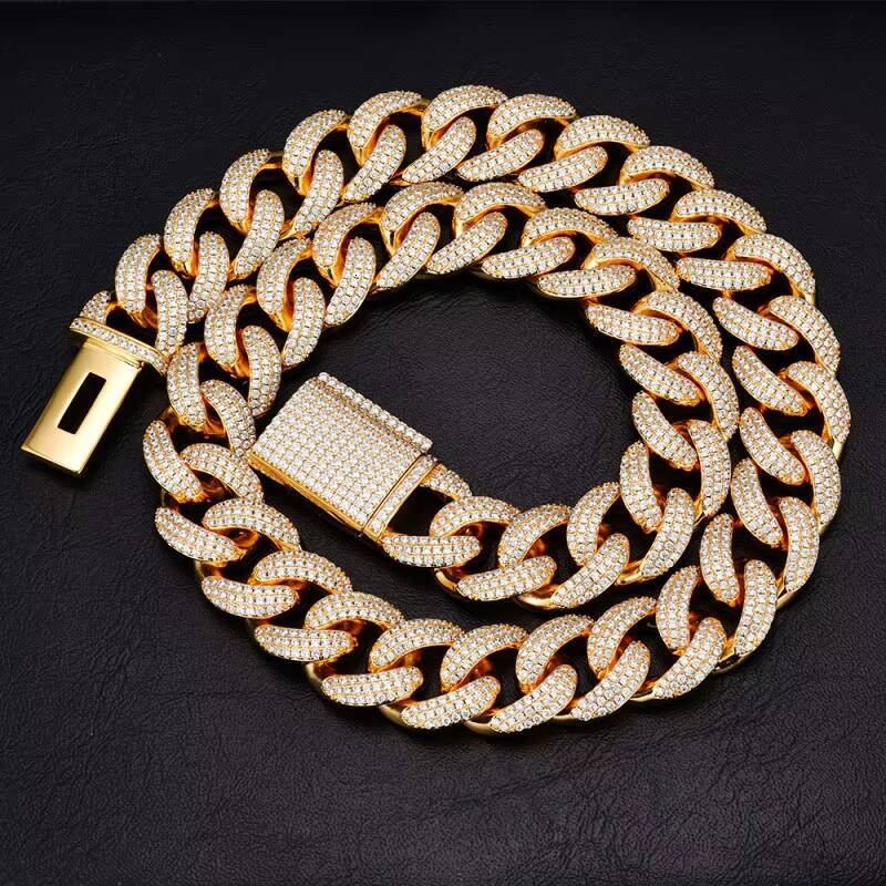 18mm Customized Trendized High Quality Hip Hop 925Silver Necklace Iced Out Miami Moissanite Cuban Link Chain