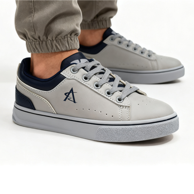 Casual Shoes Kids' Fashionable Daily Casual Shoes - Light Gray & Navy Colorblock Design, Comfortable for Boys