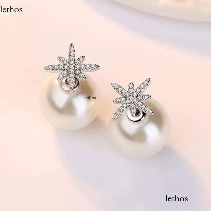 Star Crystal Designer Stud Earrings with Pearl Shining Bling CZ Zircon Dia Stone Elegant Earring Earings Ear Rings Jewelry for Women2024