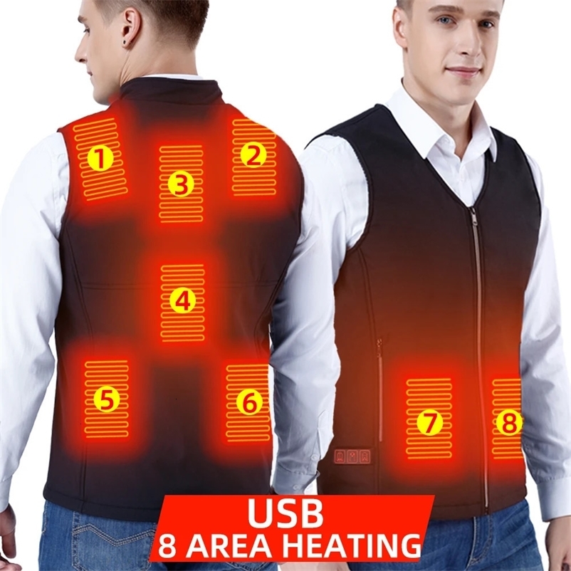 Men's Vests Winter Mens Thermal Clothing Electrical Cotton Heated Vests USB Heating Down Jacket Warm Sleeveless Women Fishing Hunting 231025