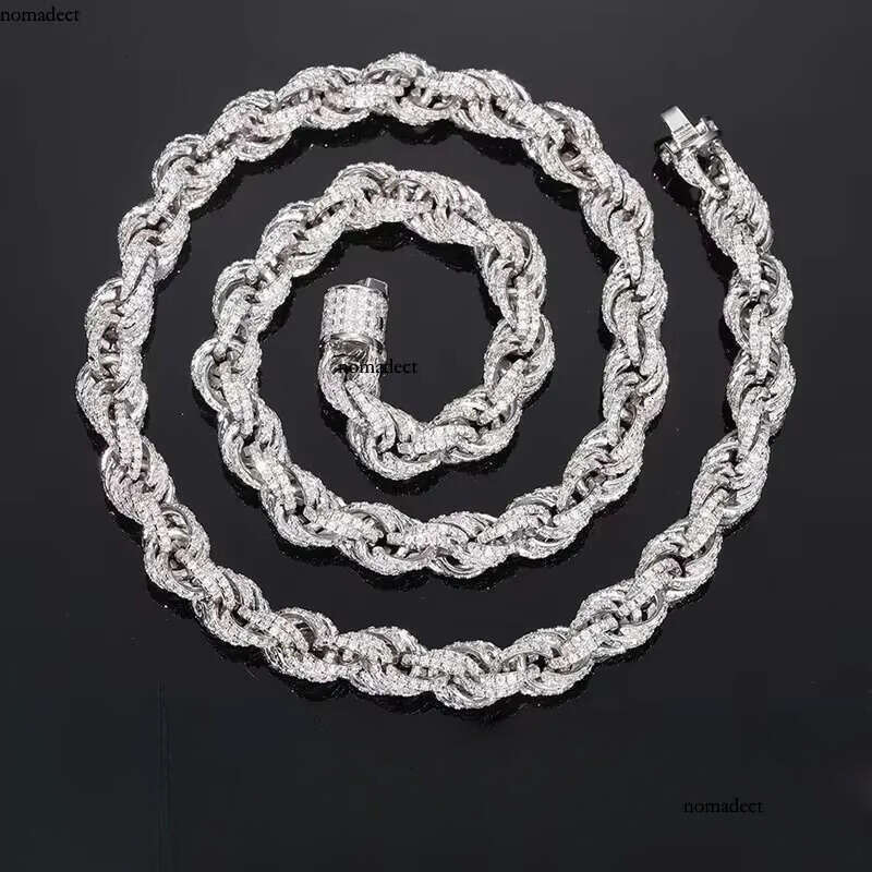 Wholesale VVS D Color Moissanite Hip Hop Cuban Necklace Link Iced Out Tennis S Sier 8mm Rope Chain e7