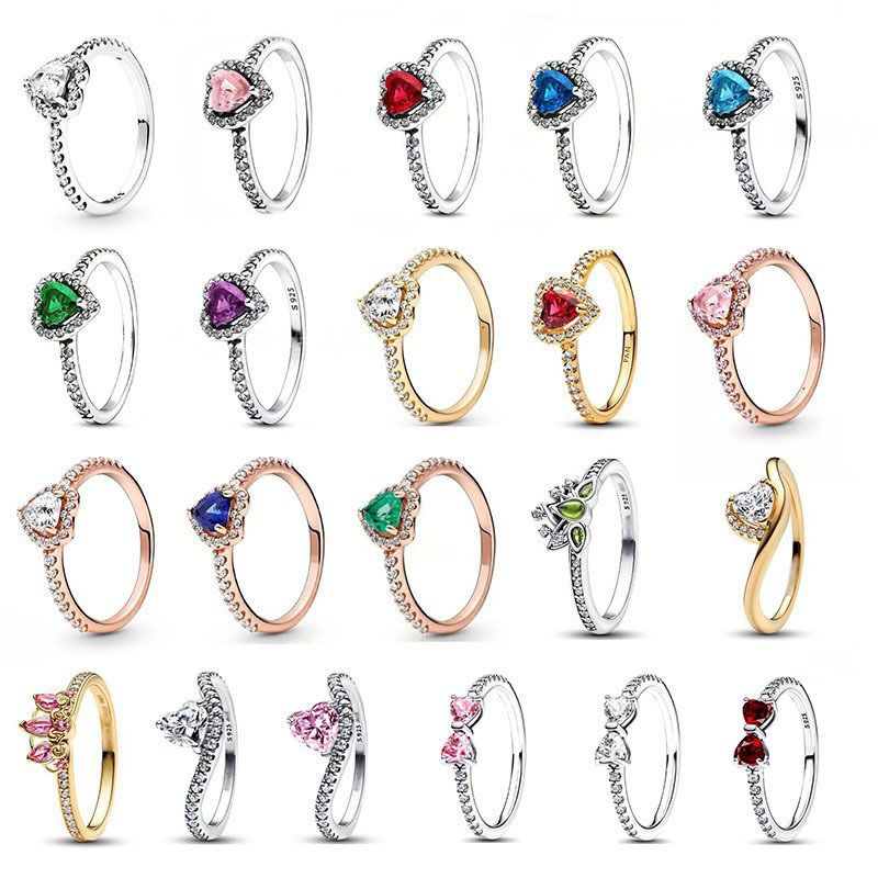 Designer Ring Couple Pair Ring 925 Silver Silver Noble Heart Red Love Bow Ring Gold Multi circle Water Drop Ring