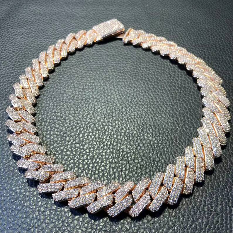 Iced Out Prong Cuban 3 Rows Stones 19 mm 18202224inch