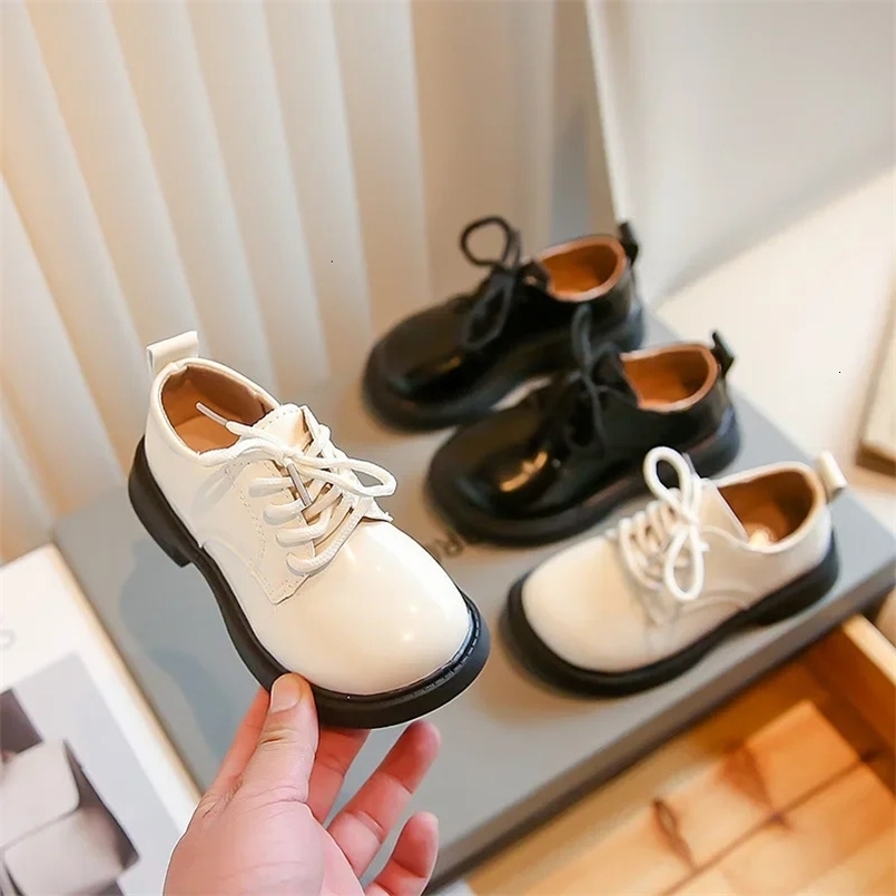 Spring Autumn Children Leather Shoes School Kids Oxfords Unisex Toddler Boys Black Dress Shoes Girls Wedding Lace-up Shoes 250219