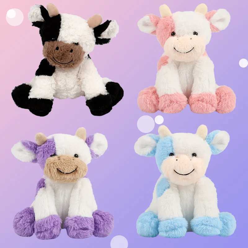 4Colors Sitting Strawberry Cow Soft Stuffed Animals Cow Throw Pillow Childrens Playmate Sleeping Pillow Birthday Gift for Girls C250925