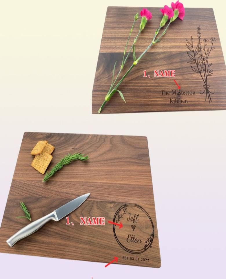 Personalized Custom Text Engraving Walnut Cutting Board Kitchen Supplies 2206218444120