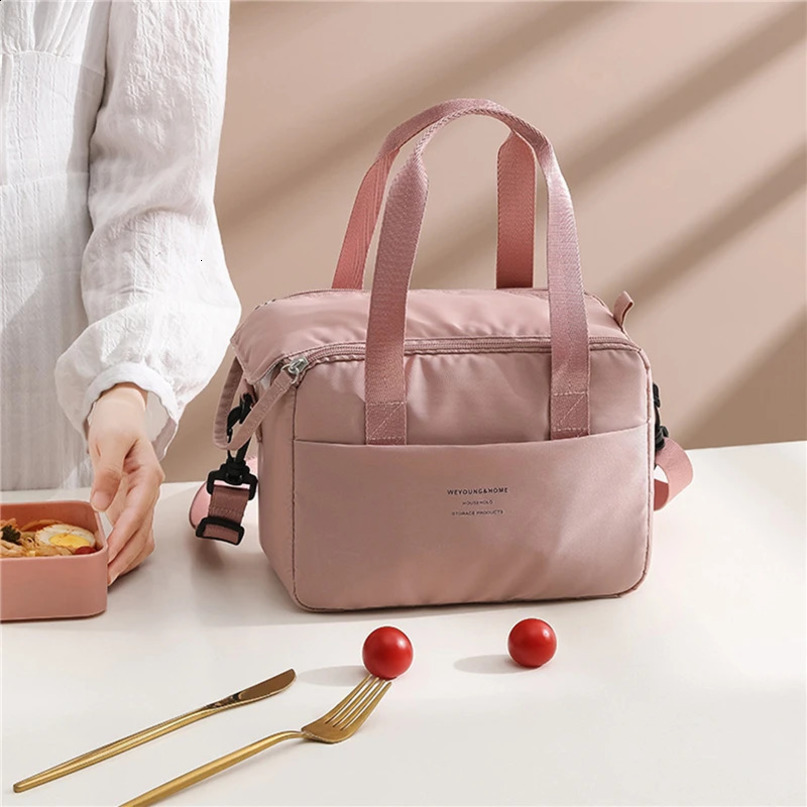 Portable lunch bag suitable for OL women thermal insulated box handbag cooler waterproof bento office food shoulder 240826