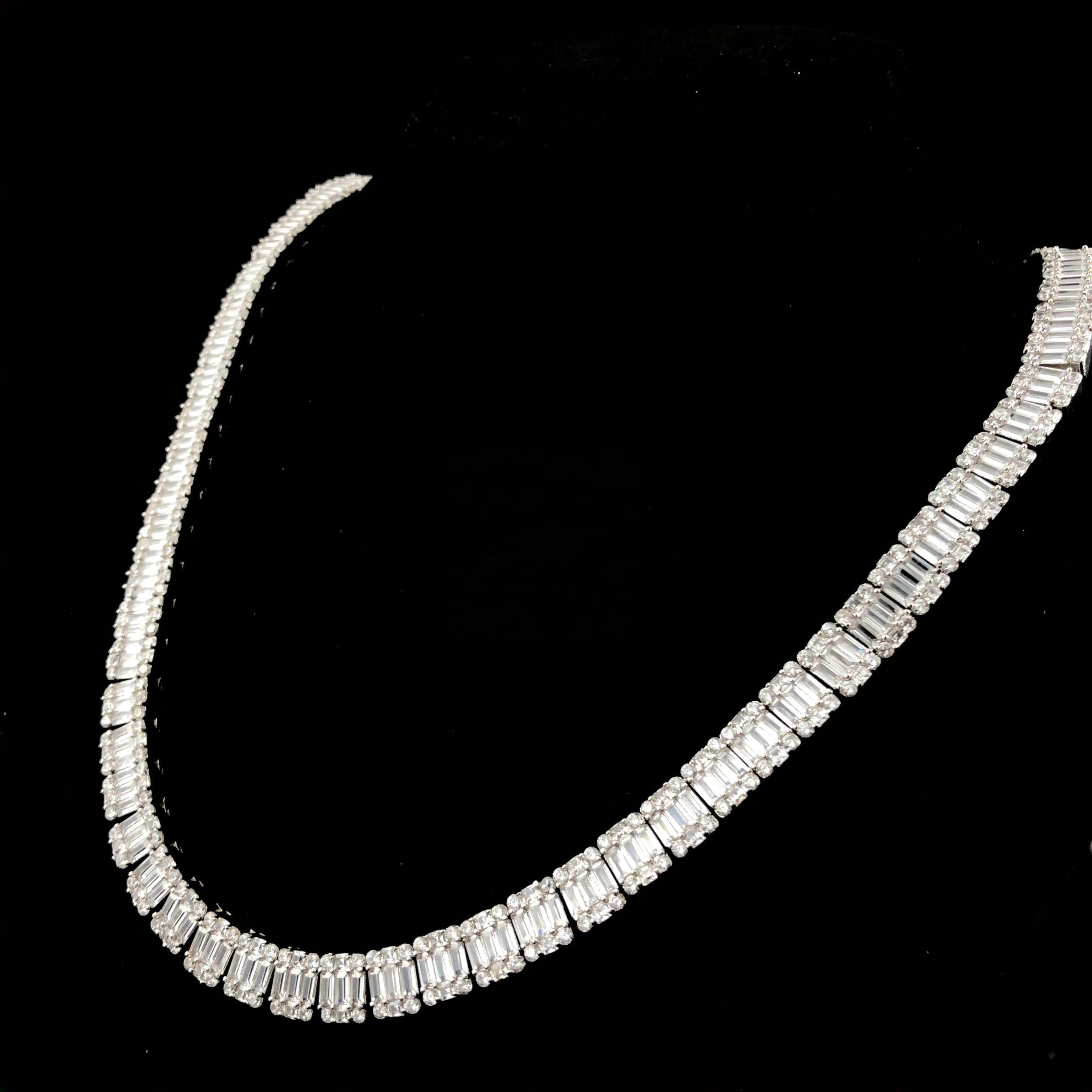 8mm Square Baguette Tennis Chain in Yellow Gold and White Gold