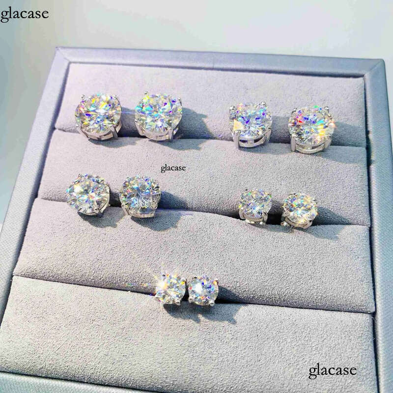 Dia VVS Round S 10K 14K Solid Gold Stud Women Men Moissanite Earrings