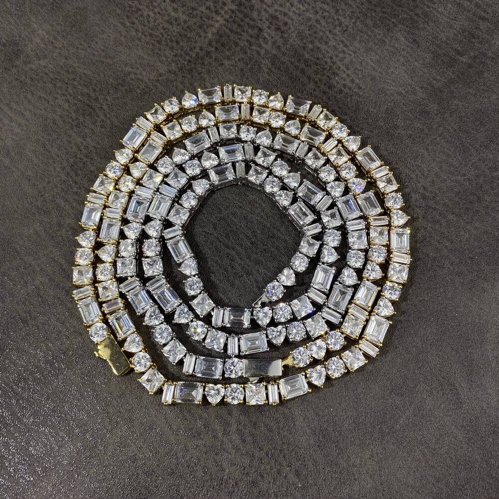 Iced Out Emerald Cut Baguette Tennis Chain Menwomen Tennis Necklace Bling Hip Hop
