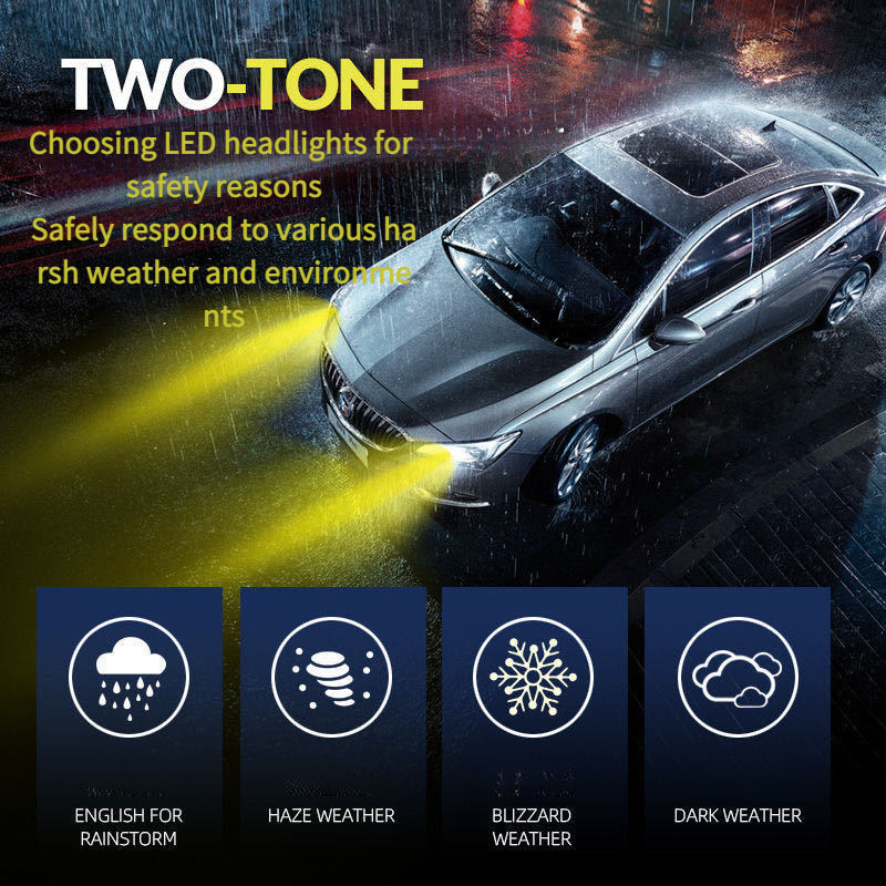 Tri color conversion car LED headlight bulb super bright H7H1H11 9005 H4 dual light three light car bulb