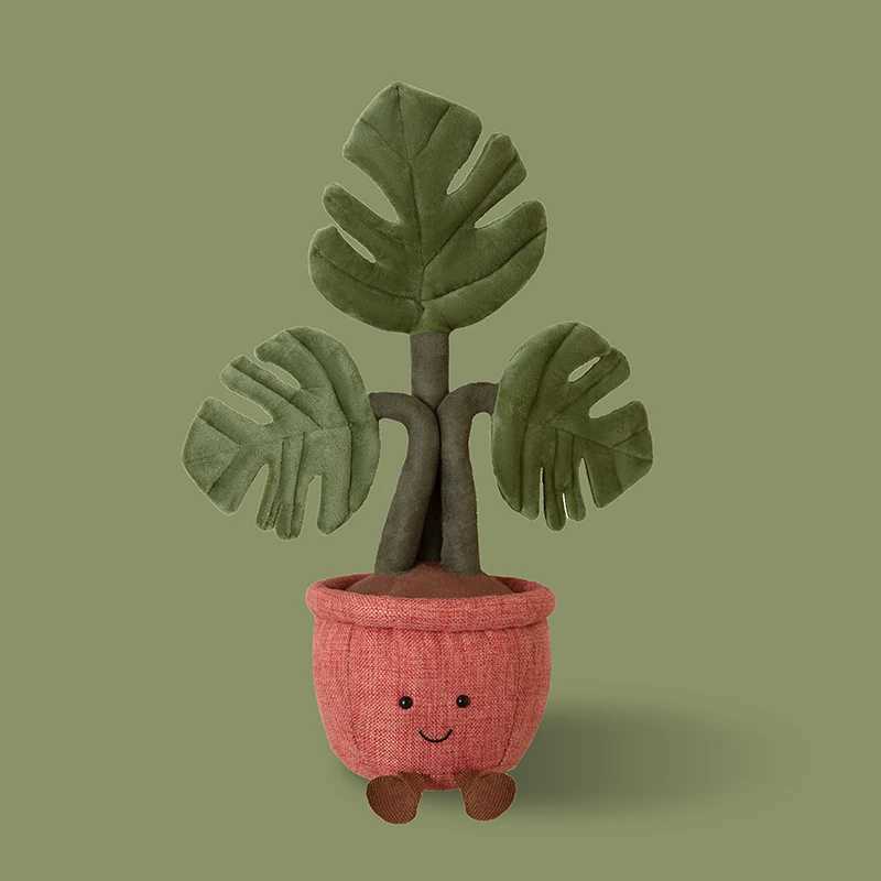Plush Emulational Plants Amuseables Potted Monstera Deliciosa Stuffed Toys Fun Decoration For Home Kawaii Toy For Girls Gifts C250925