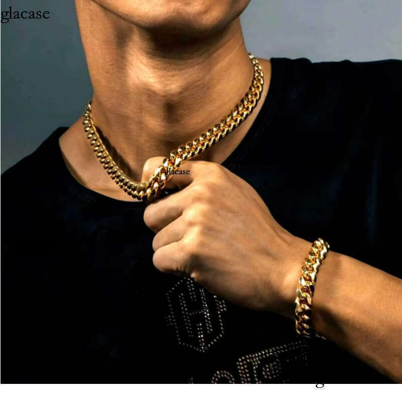 Wholesale Stainless Steel Custom Design Monaco Necklace Hip Hop Gold Plated Miami Curb Cuban Link Chain For Men