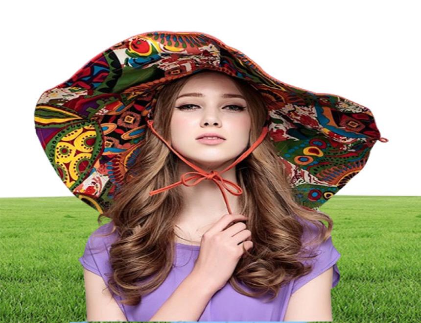 Sun Hats For Women Summer Large Beach Hat Flower Printed Wide Brim Hats Ladies Elegant Hats Girls Vacation Tour Hat Accessories4155144