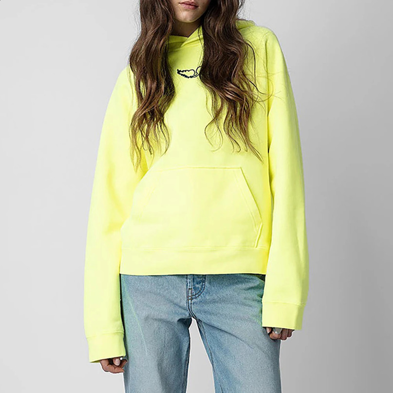 Rowling Mirror Letter Printed Womens Hoodie Long Sleeve Cotton Classic Sportswear Casual Street Clothing Zipper 240809