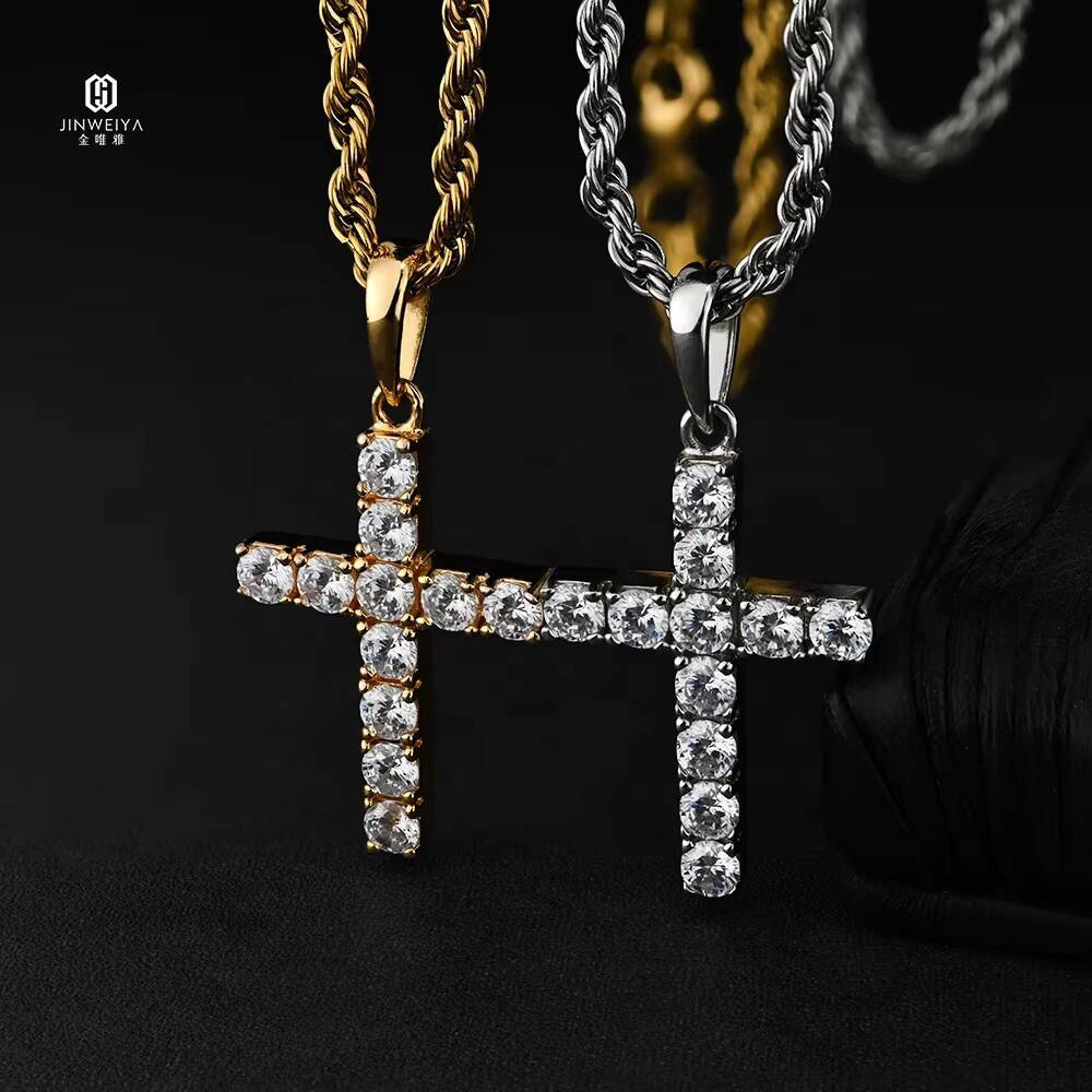 Classic Cross Pendant Hip Hop VVS Moissanite Silver Customized Trend Diamond Cross Necklace Pendant Mens Luxury Pendant