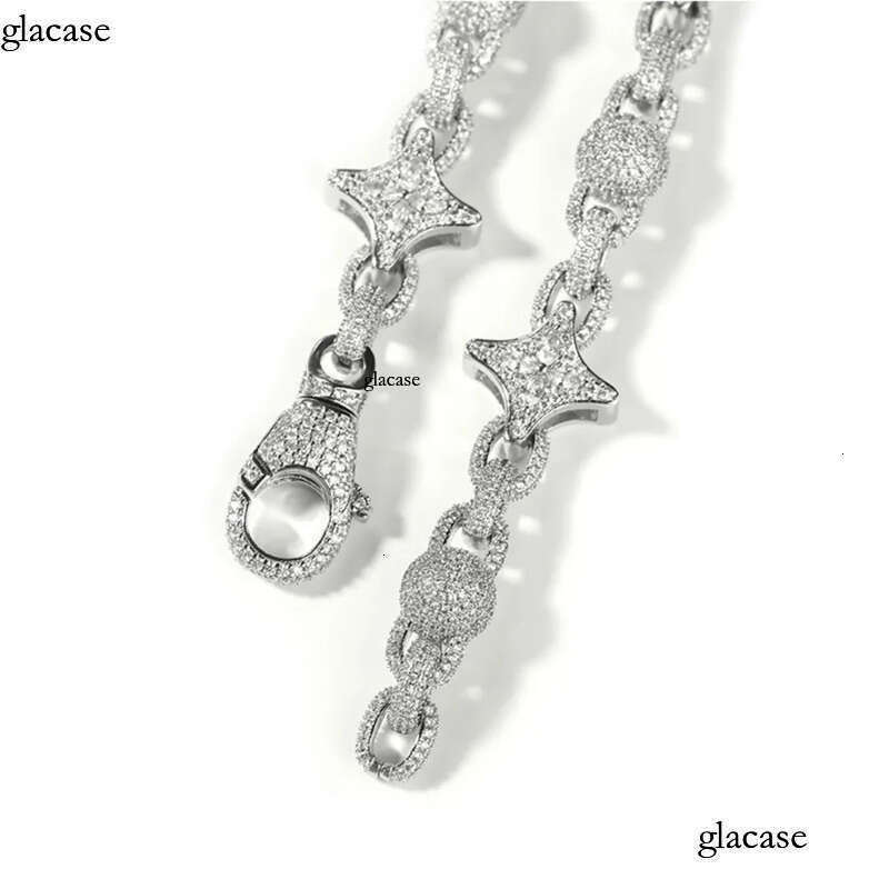 High Quality Hip Hop Star Flower Beads Infinite Necklace 5A Zircons Cuban Chain Jewelry