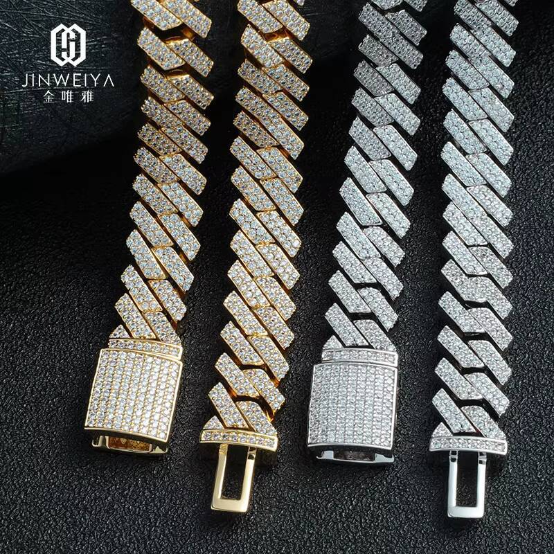 Hip Hop 925 Silver Cuban Chain Necklace for Men VVS Moissanite Moissanite Gold Plated Link Chain for Anniversaries