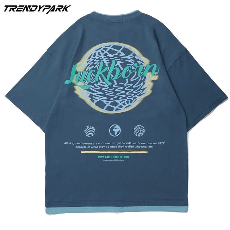 Men's T-shirt Short Sleeve Creative Print Tee Hip Hop Oversized Cotton Casual Harajuku Streetwear Top Tshirts Clothing 210601