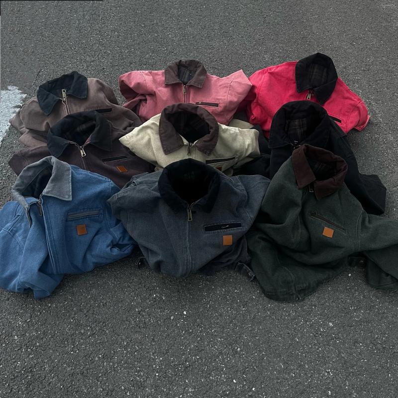 Men's Jackets American Retro Workwear Jaet Detroit Waed Hard Sle J97 Youth Faion Spring Autumn Warm Zipper Closure Long Sve Coat