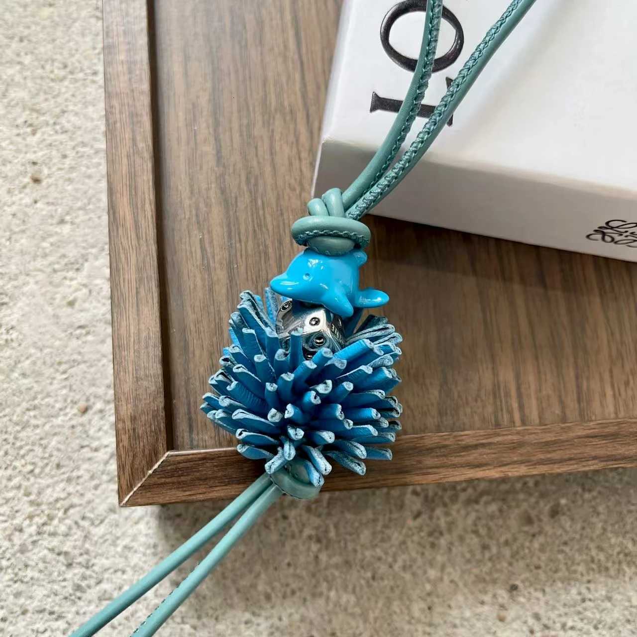 Ocean Theme Beaded Pendants DIY Handmade Lambskin Leather Bag Charms for Purse Keychain Car Decor Y250925lp