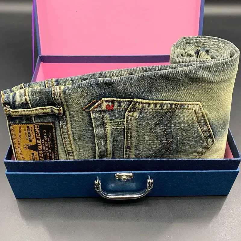 Mens Jeans Washed Skinny Man Cowboy Pants Retro Trousers Slim Fit High Quality Tight Pipe Korean Style Xs Y2k Vintage Stacked W250925