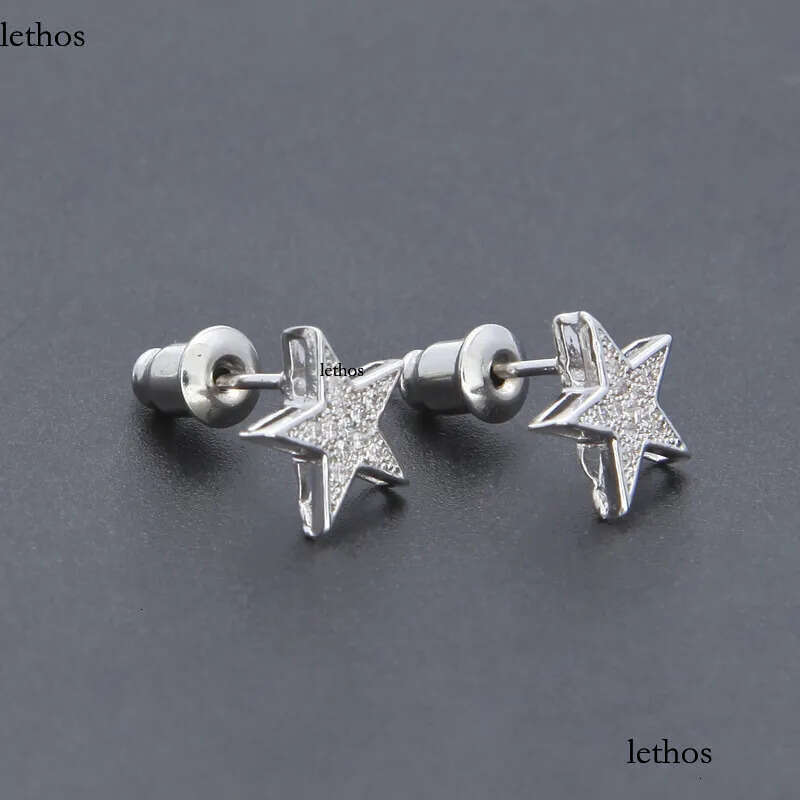 Mens Hip Hop Stud Earrings Jewelry Fashion High Quality Gold Sier Five-pointed Star Earring For Men 04