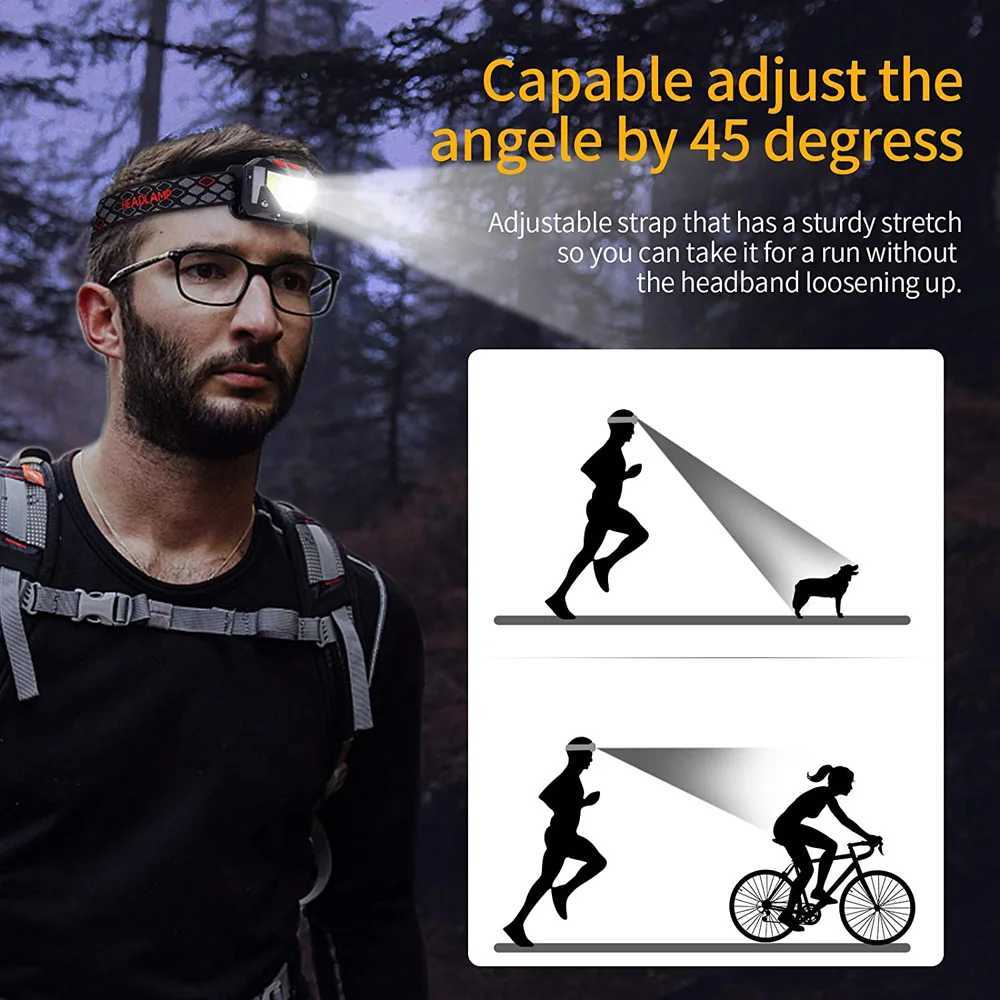 8 Modes Motion Sensor XPECOB LED Headlamp Flashlight USB Rechargeable Waterproof Camping Head lamp Running Fishing headlight J2509251