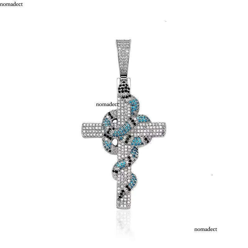 Iced Out Cross Necklaces Retro Snake Pendant Fashion Mens Hip Hop Necklace Jewelry f5