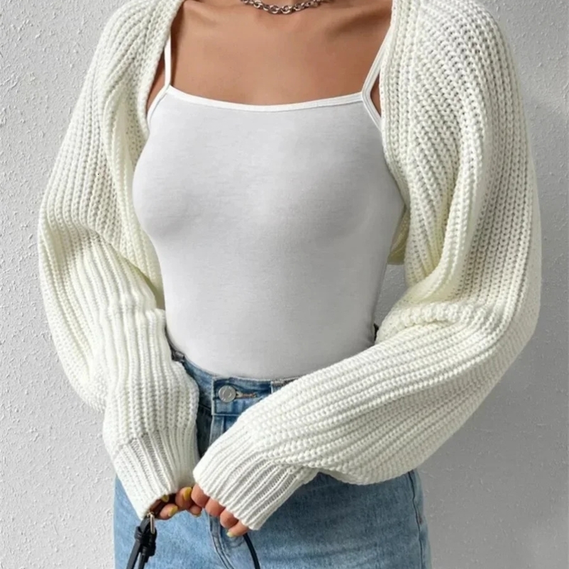 Womens fashion open front crochet cardigan casual long sleeved solid color sweater ribbed knit corset sweater polo top 250118