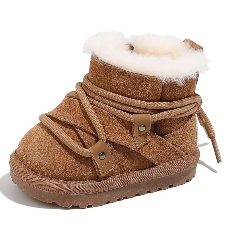 Winter Baby Childrens Snow Boots Velvet Warm Boys and Girls Short Boots Thick Fur Baby Kids Casual Cotton Shoes 241219