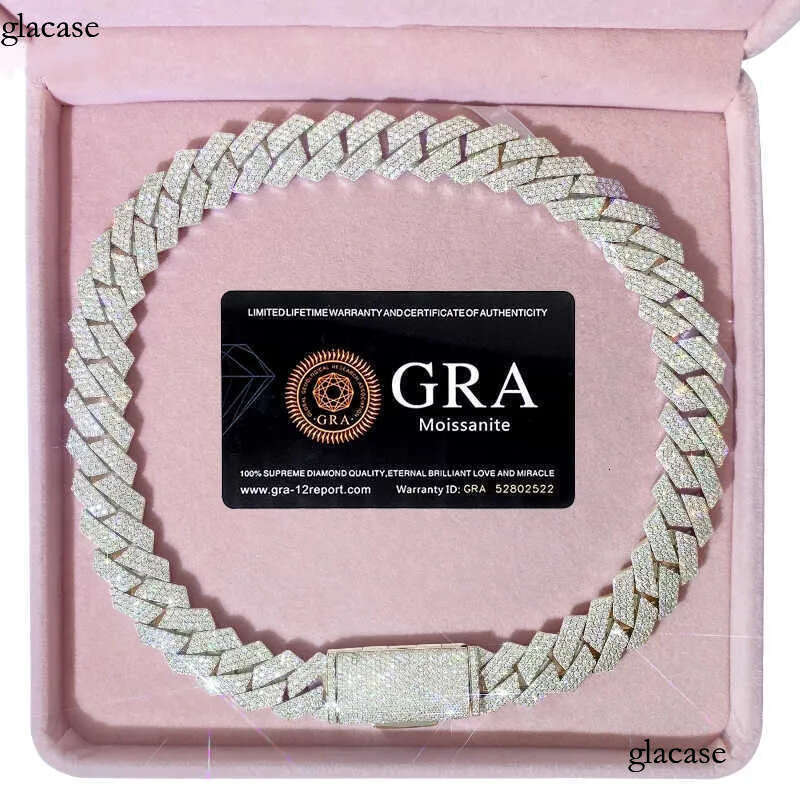 Bracelet Designer Jewelry Cuban k High Quality 3 Rows VVS Moissanite Dia Chain White Rose Gold Plated Hip-hop Chains for Men Necklace