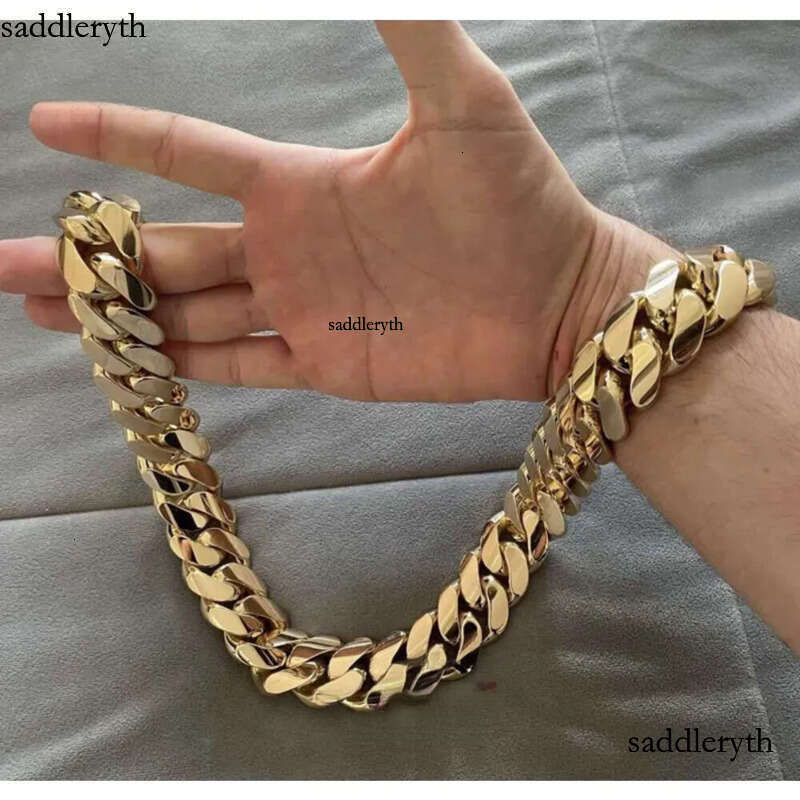Hip Hop Jewelry Men Thick Miami Necklace 28Mm 24 1Kilo Gram 14K Gold Plated Plain Style 999 Sier Cuban Chain Men's jewelry necklace 6e