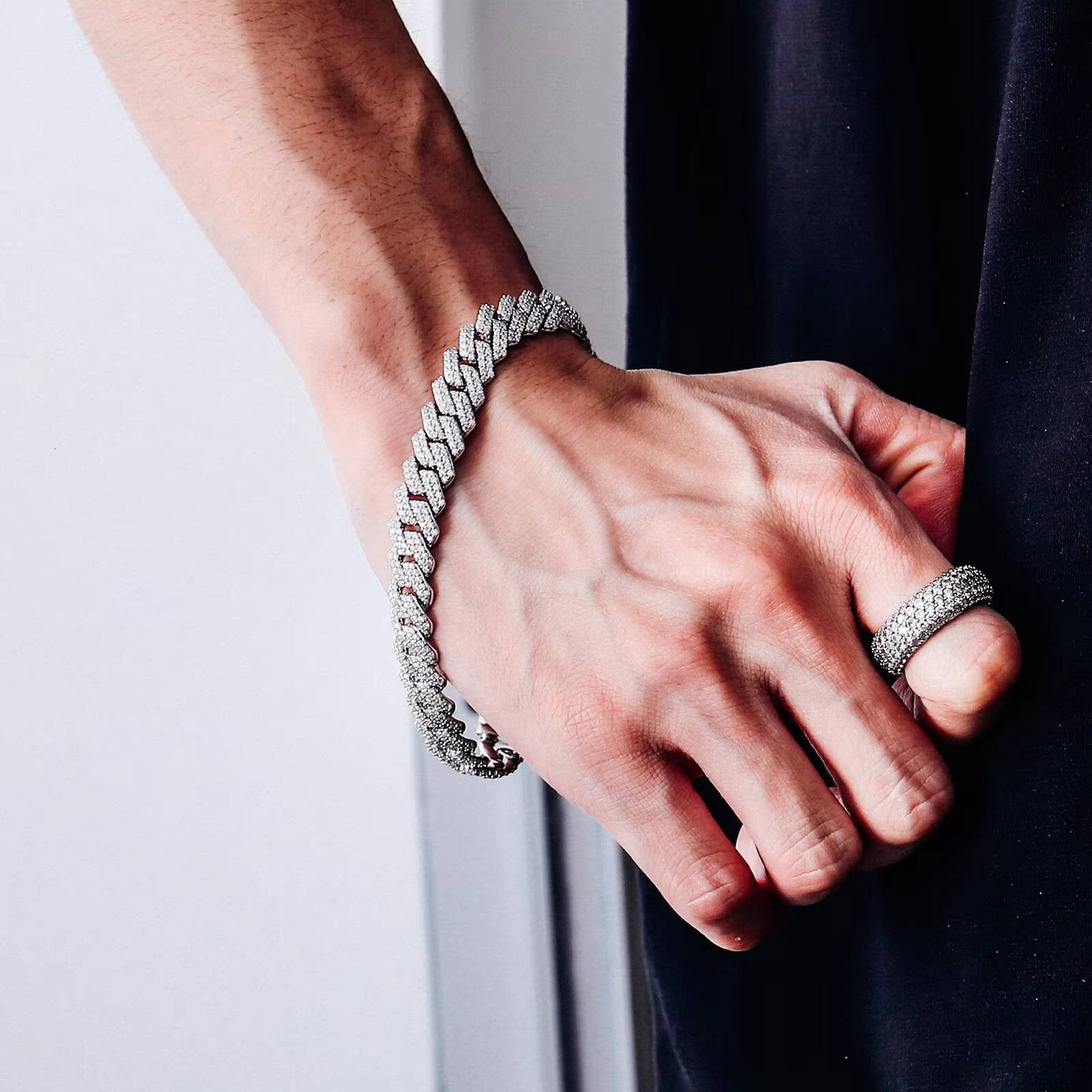 10mm Cuban Chain Bracelet 925 Silver Moissanite Cuban Link Chain Mens Bracelets Cuban Chain